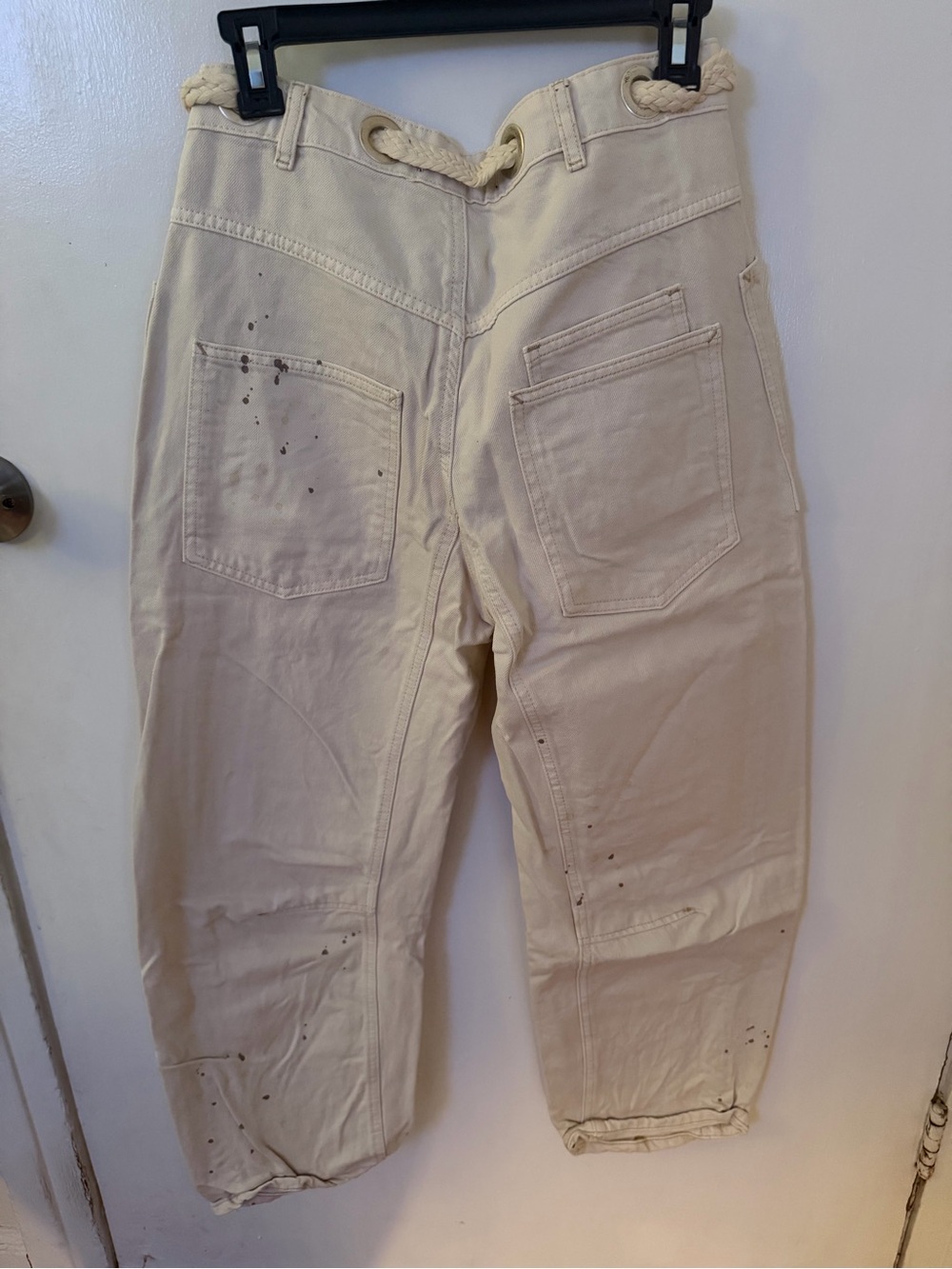 Free People Cream Moxie Utility Boyfriend Jeans - Picture 2 of 2
